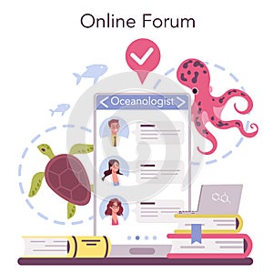 Oceanologist online service or platform. Practical studying and exploration