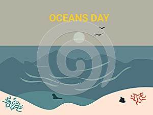Oceans Day vector illustration flat design