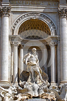 Oceanus standing under a triumphal arch, Trevi fountain, Rome, Italy