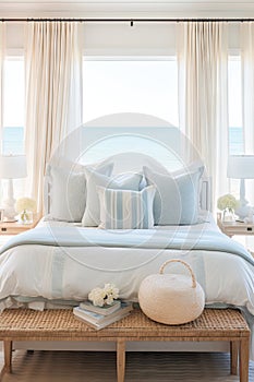 Oceanview light colored modern bedroom