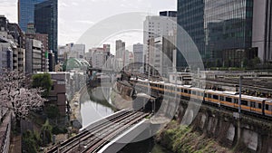 Ochanomizu Station, Tokyo Japan. Trains crossing