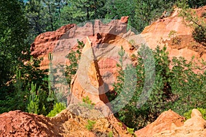 Ocher formations made near Rousillon village, Provence, France