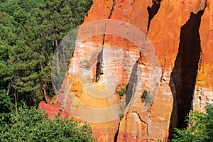 Ocher formations made near Rousillon village, Provence, France photo