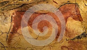 The ocher horse of the Altamira cave photo