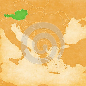 Ocher map of Balkans - Austria