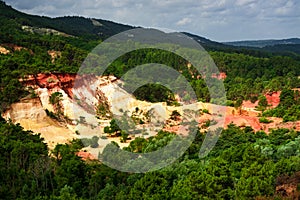 Ocher quarry in the provencale colorado in France