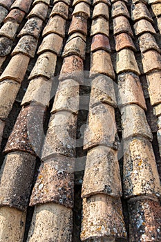 Ocher tile on the roof photo