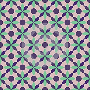 Ocho-Petal Purple Green Flower Seamless Repeat Pattern