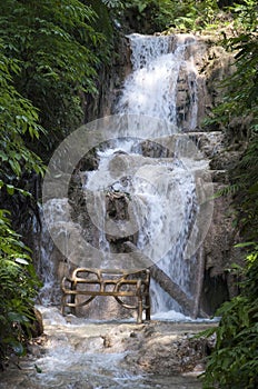 Ocho Rios Town Waterfall With Bench