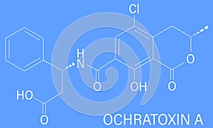 Ochratoxin A mycotoxin molecule. Skeletal formula. Chemical structure