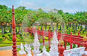 Ochre bridge in Rajapruek park, Chiang Mai, Thailand