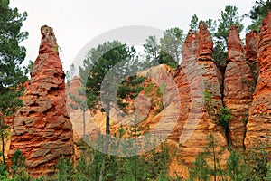 The ochre cliffs of Roussillon, ranked as one of the most beautiful villages of France