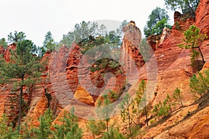 The ochre cliffs of Roussillon, ranked as one of the most beautiful villages of France