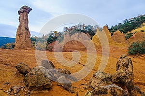 Ochre rock formations in French Colorado, Provence, France