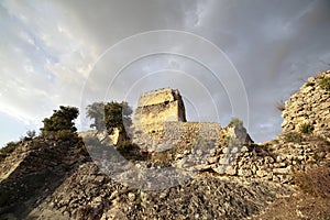 Ocio Castle, on de Lanos Mountain, ruins of a medieval castle photo