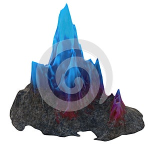 Ock with blue crystal on white isolated background. 3d illustration