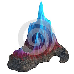 Ock with blue crystal on white isolated background. 3d illustration