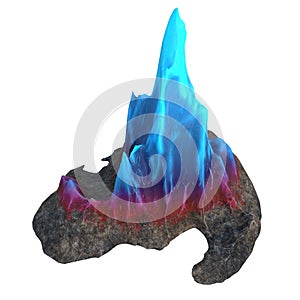 Ock with blue crystal on white isolated background. 3d illustration