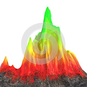 Ock with green crystal on white isolated background. 3d illustration