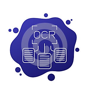 OCR line icon, Optical character recognition photo