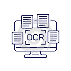 OCR line icon on white photo