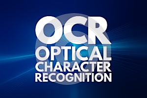 OCR - Optical Character Recognition acronym, technology concept background photo
