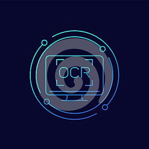 OCR, Optical character recognition line icon photo