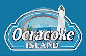 Ocracoke North Carolina with blue background