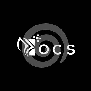 OCS credit repair accounting logo design on BLACK background. OCS creative initials Growth graph letter logo concept. OCS business