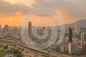 19 Oct 2019, kowloon city district, Top view of Hong Kong city photo