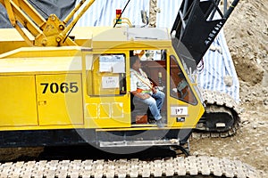 13 Oct 2007 the Mobile Crane With Risen Boom Outdoors at hk