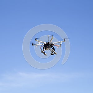 Octacopter drone flying