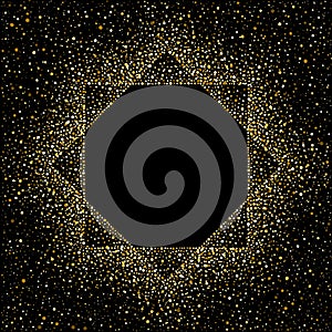Octagon golden frame made of dots, spangles, blobs