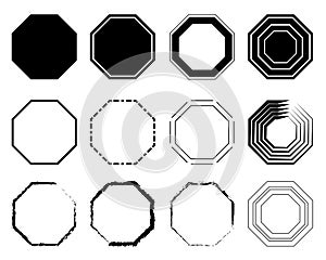 Octagon icon pack. Geometry octagonal eight sided polygon octagon line