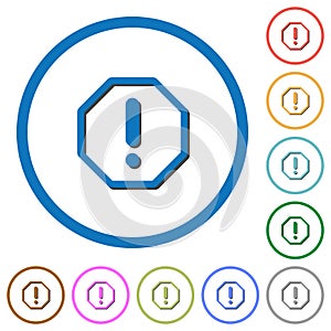 Octagon shaped error sign icons with shadows and outlines