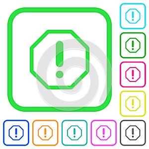 Octagon shaped error sign vivid colored flat icons icons