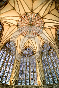 Octagonal ceiling of chapter house at York minster (cathedral)