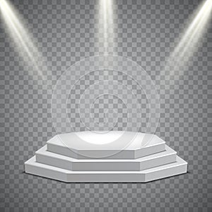Octagonal podium with illumination, vector template