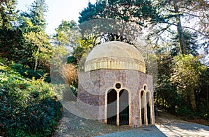 Domed gazebo at the Pena Park by the Palace of Pena in Portugal.