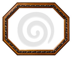 Octagonal wooden frame isolated white background