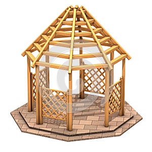 Octagonal wooden gazebo