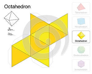 Octahedron Platonic Solid Template Paper Model photo