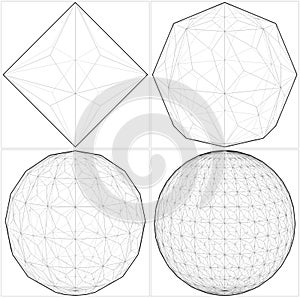 From Octahedron To The Ball Sphere Lines Vector