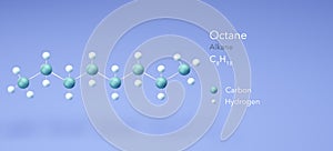 octane, molecular structures, alkane, 3d model, Structural Chemical Formula and Atoms with Color Coding