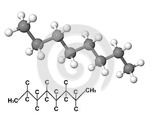 Octane molecule with chemical formula