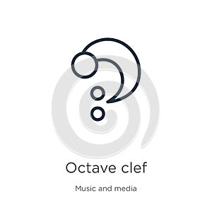 Octave clef icon. Thin linear octave clef outline icon isolated on white background from music and media collection. Line vector photo