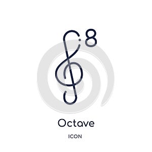 Octave icon from music and media outline collection. Thin line octave icon isolated on white background photo