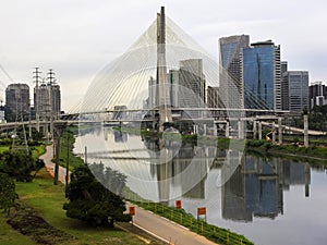 Octavio Frias de Oliveira Bridge (Ponte Estaiada) in Sao Paulo, photo