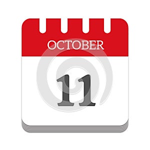 October 11 calendar flat icon
