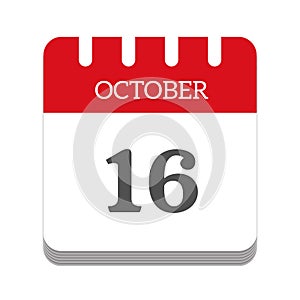 October 16 calendar flat icon